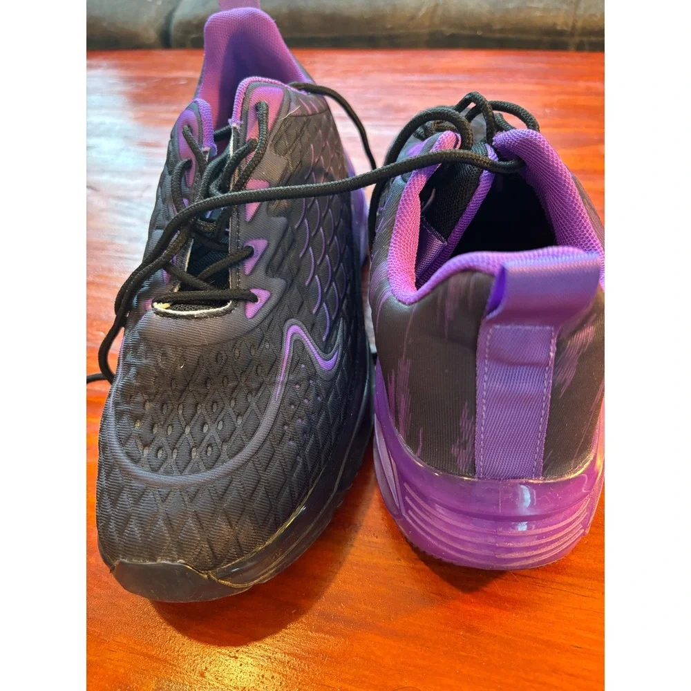 Qlusity Clotm Black and Purple Air Cushion Athletic Sneakers Trainers Size 40